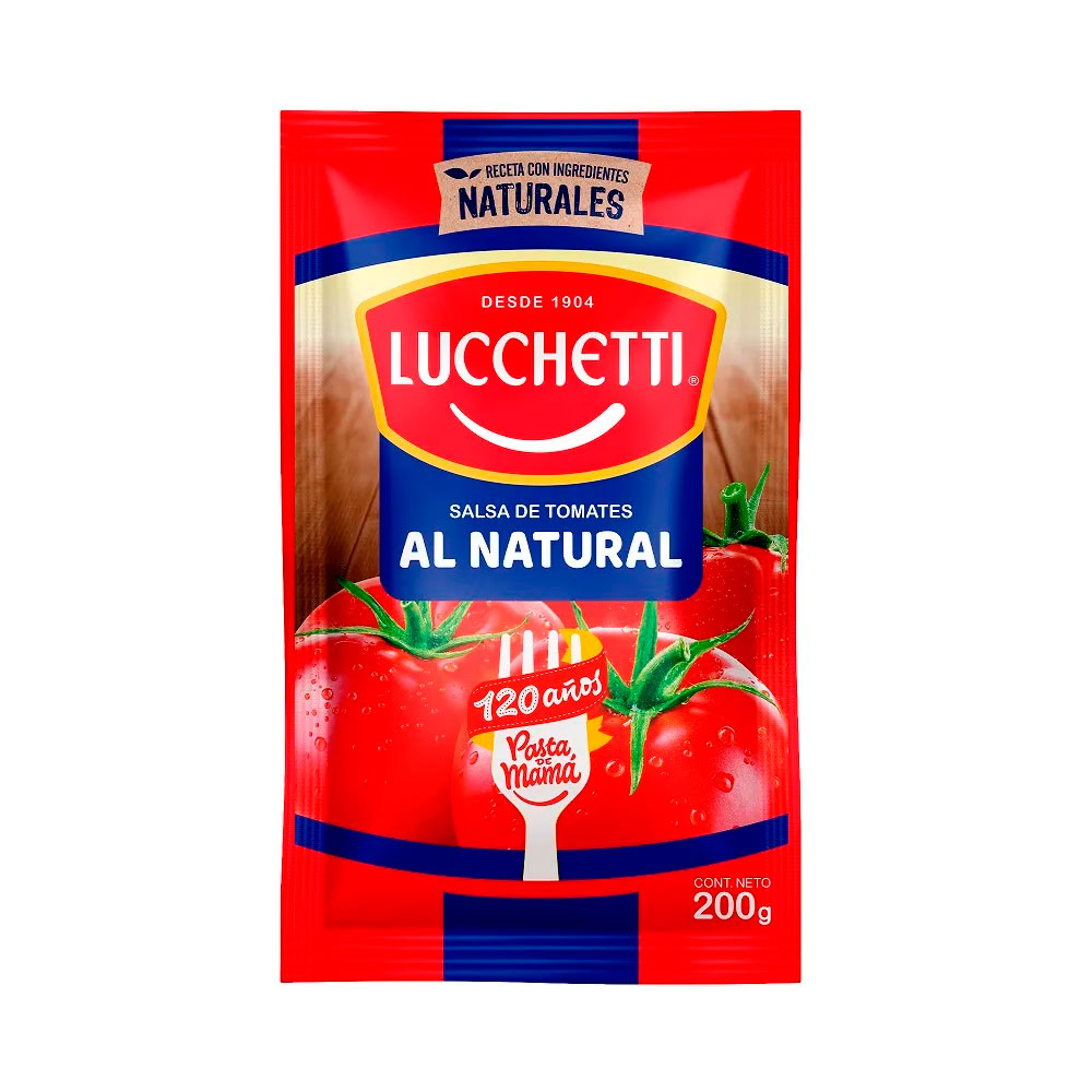 SALSA DE TOMATE AL NATURAL 200 GR LUCCHETTI - ADEREZOS