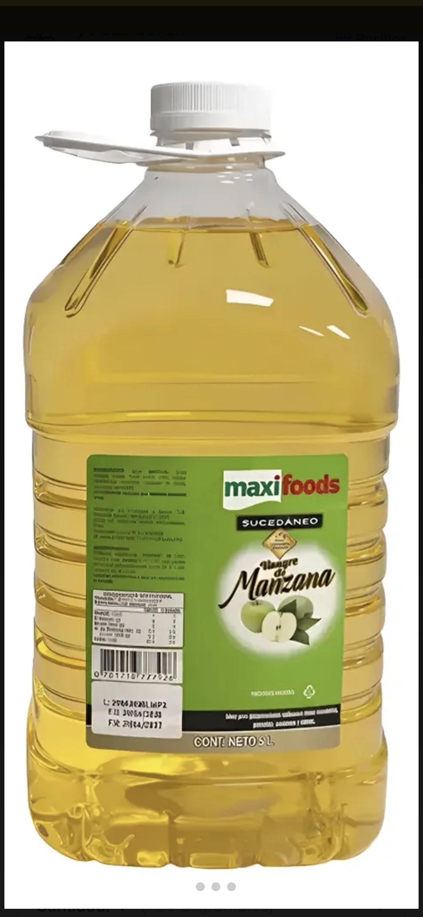 Vinagre manzana 5lt maxifoods - Abarrotes